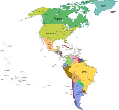 Map of North and South America